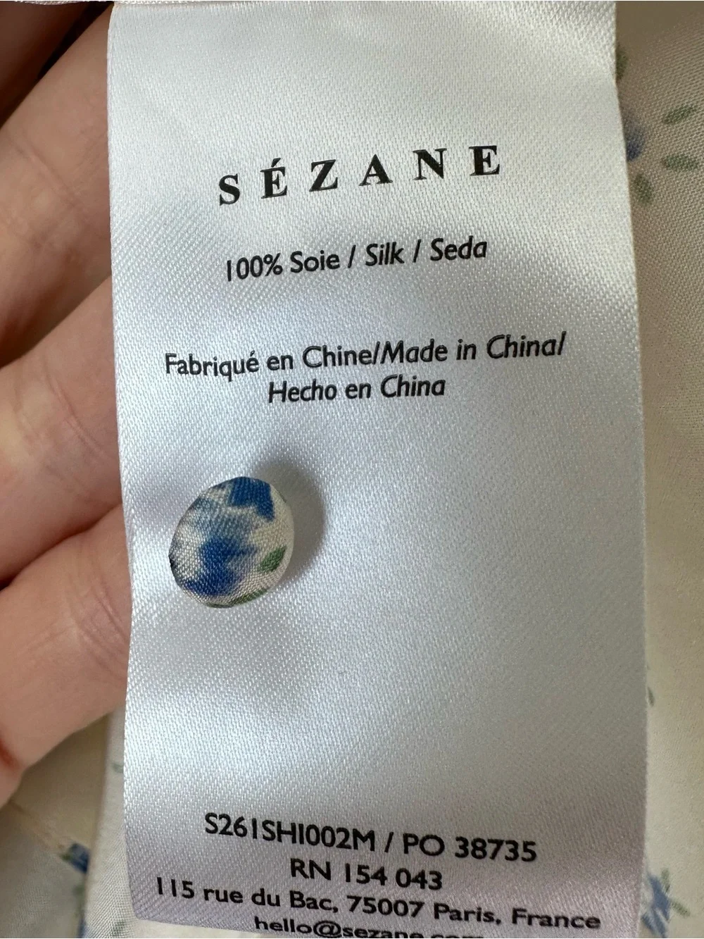 SEZANE KERINNE SHIRT in Blue Country SZ FR 36 US 4 NWT - Picture 4 of 5
